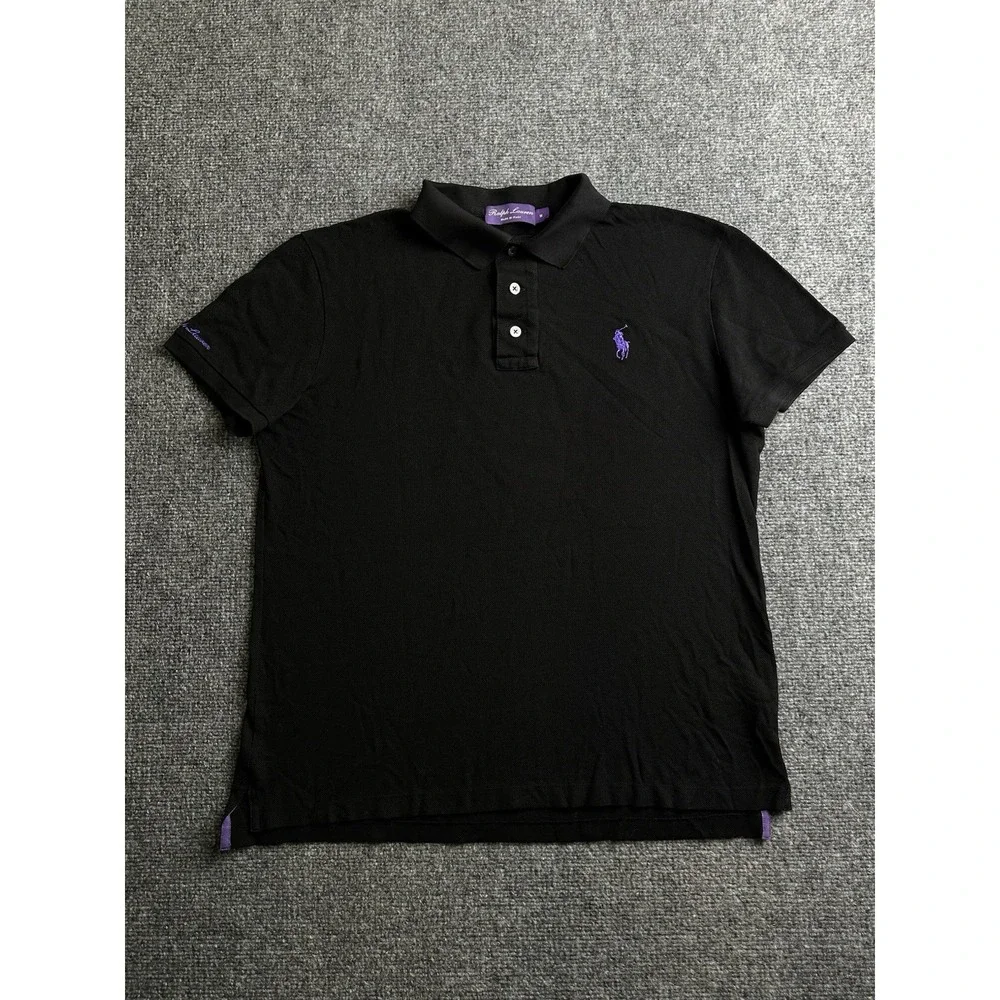 Mens Ralph Lauren Purple Label Italy Black Polo Shirt, Size M
